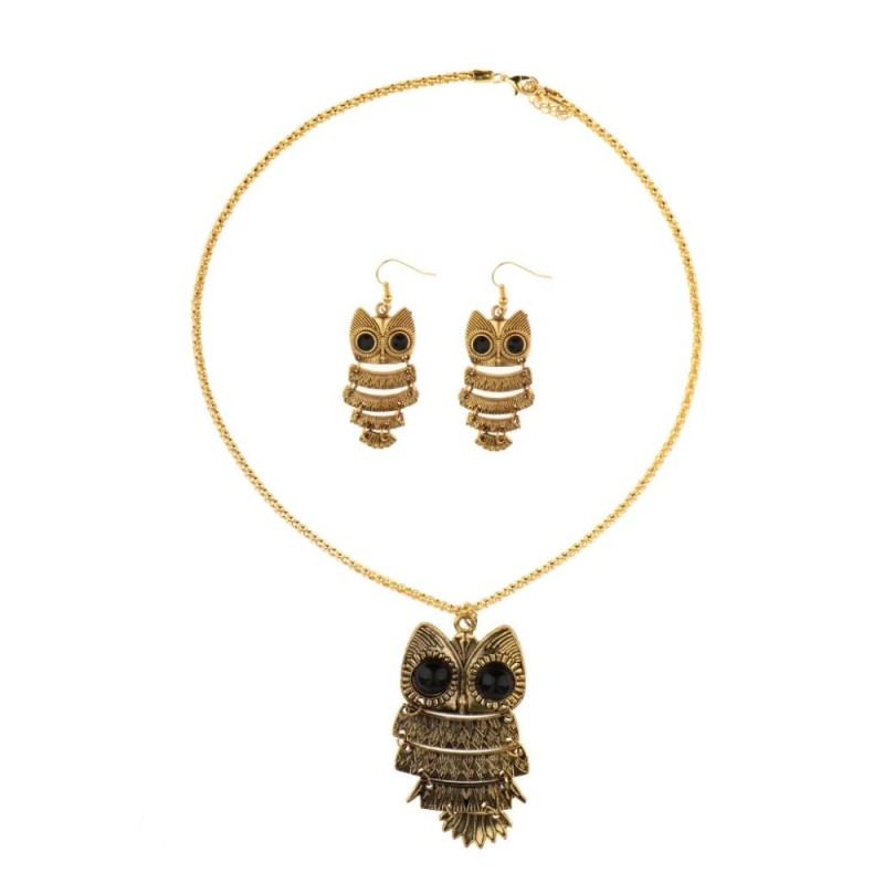 BolehDeals Vintage Owl Tòn Ten Hoa Tai Vòng Cổ Bộ Nữ Teen Nữ Bộ Trang Sức-quốc tế