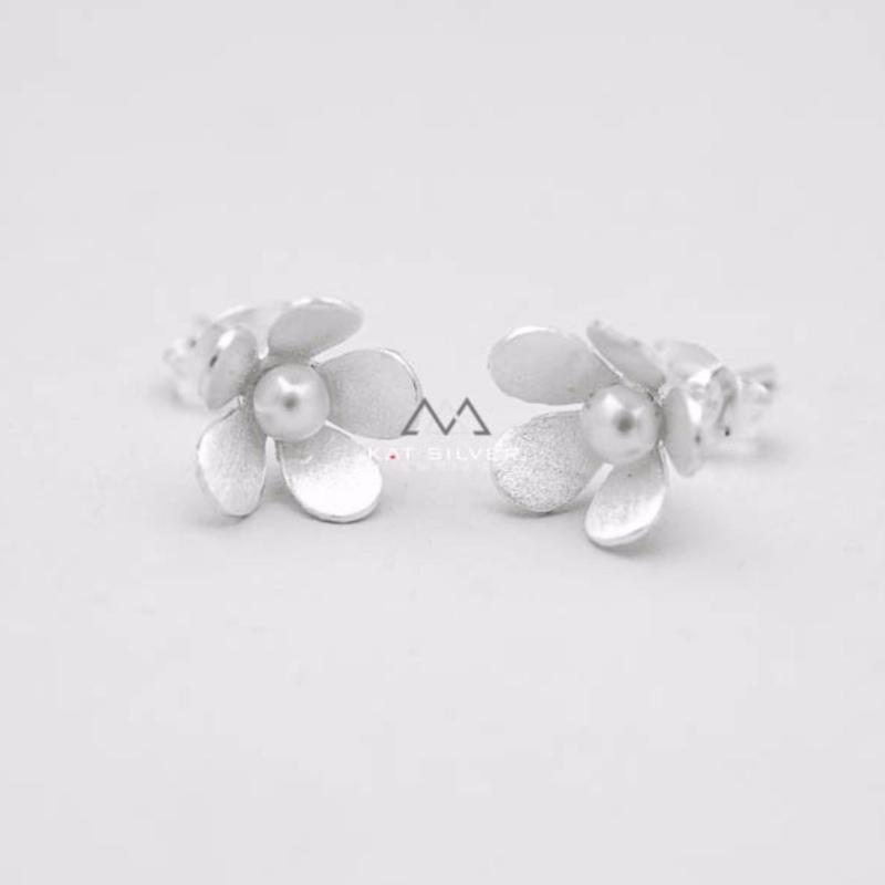 Bông tai bạc 925 KAT Silver hoa nhỏ KRSES110-152