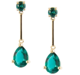 Bông tai đá thạch anh mạ vàng 14k – BONG031 (Xanh)