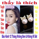 Bông tai nữ inox thấy là thích kiểu chiếc nơ đính đá Zircon và ngọc trai - Cam kết 1 đổi 1 nếu hoen , gỉ sét