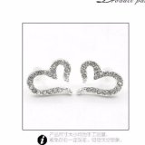 Bông Tai Nét Vẽ Trái Tim Đính Hạt