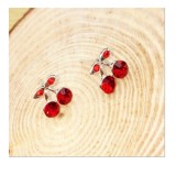 Bông tai quả cherry đỏ đính đá xinh xắn Anthome