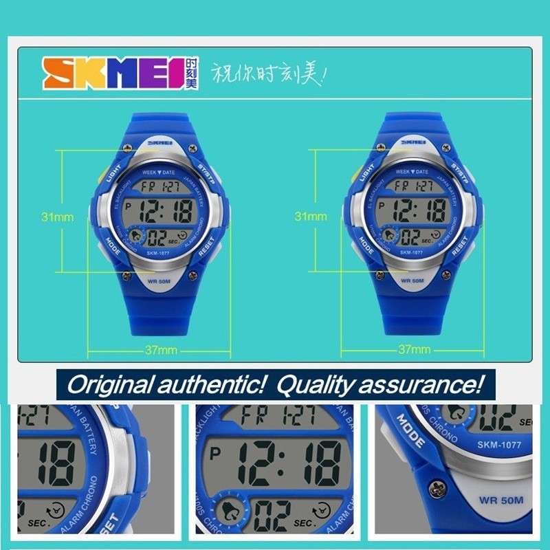 Brand Watch Children Outdoor Sports Kids Boy Girls LED Digital Alarm Stopwatch Waterproof Wristwatch Childrens Dress Watches 1077 - intl bán chạy