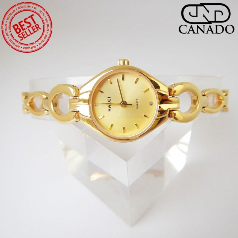 CANADO Đồng Hồ Nữ HALEI Saphiare Ladies Luxury Watch HL5006 Chống Xước - Chống Nước (Vàng)