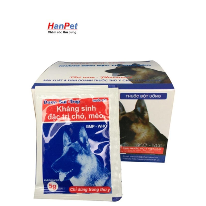 10 GÓI kháng sinh tổng hợp phòng bệnh ĐỊNH KỲ chó mèo -(10 gói mỗi gói 5gr)