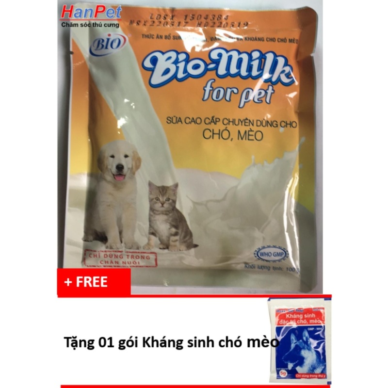 HN-Combo 2 gói Sữa cho chó mèo (hanpet 321) - tặng 1 gói phòng bệnh chó mèo