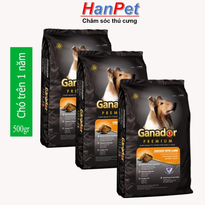 HCM -(Combo 3 gói) Thức ăn dạng hạt GANADOR ADULT (dành cho chó trên 1 năm tuổi) gói 400gr (hanpet 209)-HP10300TC