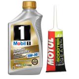 [HCM]Combo nhớt tổng hợp cao cấp xe máy ô tô Mobil 1 EP 5W30 946ml (USA) mẫu vàng và nhớt hộp số Motul Gear Oil 120ml