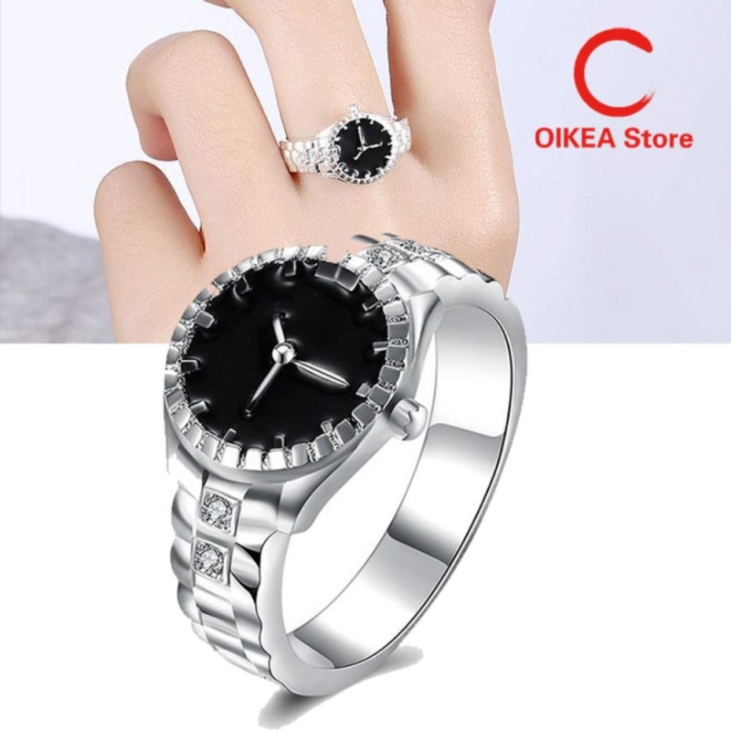 Nơi bán Sáng tạo Phụ Nữ Thạch Anh 925 Bạc Nhẫn Đồng Hồ Hợp Kim Cá Tính Tặng-quốc tế