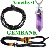 Đá thạch anh tím amethyst kèm dây đeo gemstone bank