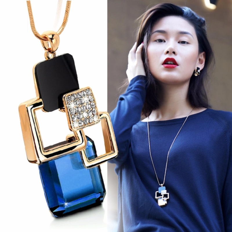 Dây chuyền dáng dài đính đá pha lê sang trọng MYL-0027 (xanh dương)