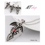 Dây chuyền hợp kim  đôi cánh thiên thần khảm Ngọc Đỏ phong cách Vampire Diary   NL31