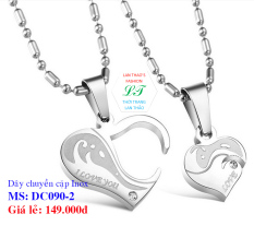 Dây chuyền Inox cặp tình nhân lãng mạn DC090-2 (Trắng)