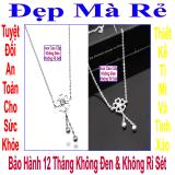 Dây chuyền nữ inox  Đẹp Mà Rẻ có mặt cỏ 5 lá hình tim rớt bi - Cam kết 1 đổi 1 nếu hoen , gỉ sét