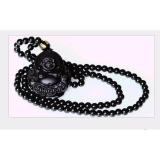 Dây chuyền nam mặt Phật DI LẠC đá Obsidian-DC24