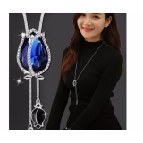 Dây chuyền nữ dài bông hoa pha lê lấp lánh xanh dương sang trọng-DC5