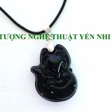 Dây chuyền phong thủy Hồ Ly pha lê đen mặt 2,4X1,9cm