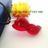 Dây chuyền phong thủy Hồ Ly pha lê đỏ mặt 3,5x1,8cm