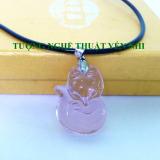 Dây chuyền phong thủy Hồ Ly pha lê hồng mặt 2,4x1,9cm
