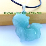 Dây chuyền phong thủy Hồ Ly pha lê xanh - mặt 4x3,5cm
