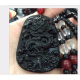 Dây chuyền Rồng bay đằng vân đá Obsidian-dc49