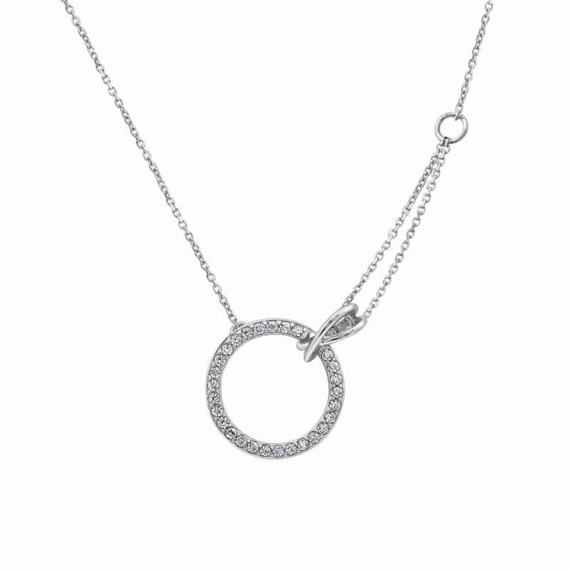 Dây chuyền Vòng tròn duyên J’admire bạc cao cấp mạ Platinum đính đá Cubic Zirconia trắng