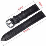 Dây đồng hồ bằng da bò thật - Size (cỡ) 22 (Đen)
