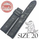 Dây đồng hồ da Cá Sấu Vân Tròn SIZE 20mm (đen)