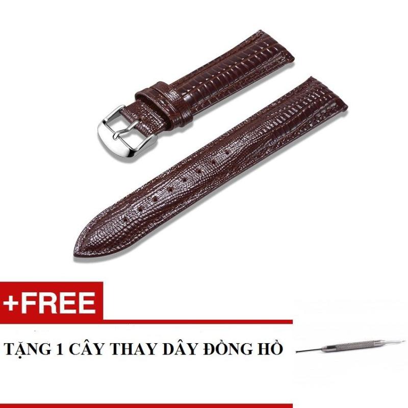 Dây đồng hồ nam da tổng hợp dập vân cá sấu (20mm) + tặng cây thay dây - Tiktakus bán chạy