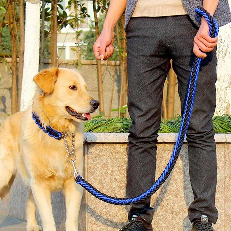 Vòng xích cổ bằng nhựa cho chó cỡ lớn (màu xanh dương phối đen)