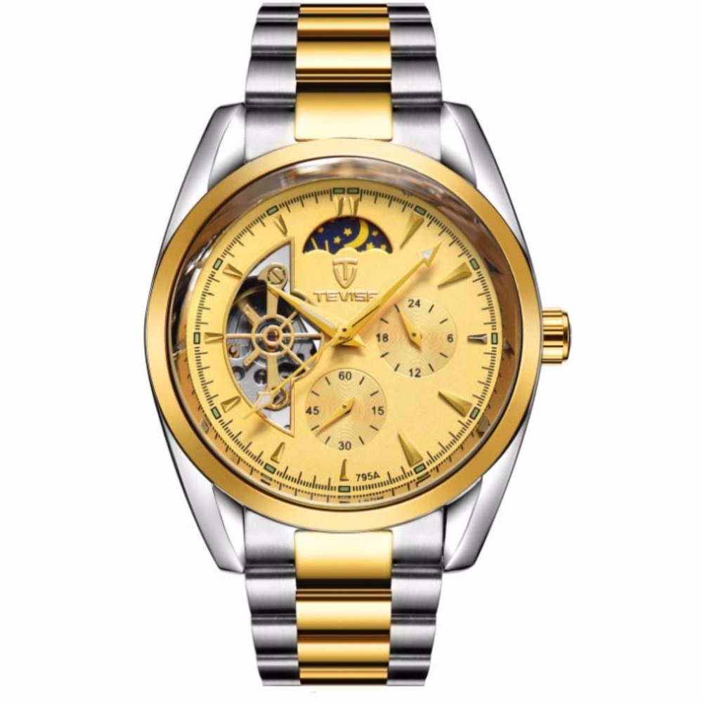 Tevise 795A Top Brand Tourbillon Luxury Digital Casual Watch Men Business Steel Wristwatch Automatic Mechanical Fashion Leather Wrist Watches