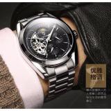 Đồng hồ cơ nam Tevise 795A chạy full kim (Mặt đen dây bạc)