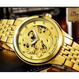 Đồng hồ nam Tevise 9006G máy cơ mặt rồng (Mặt vàng dây vàng)