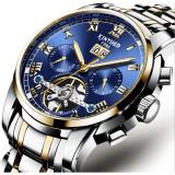 Đồng hồ cơ tự động nam Kinyued 1986new chạy full kim (Mặt xanh dây sọc vàng)