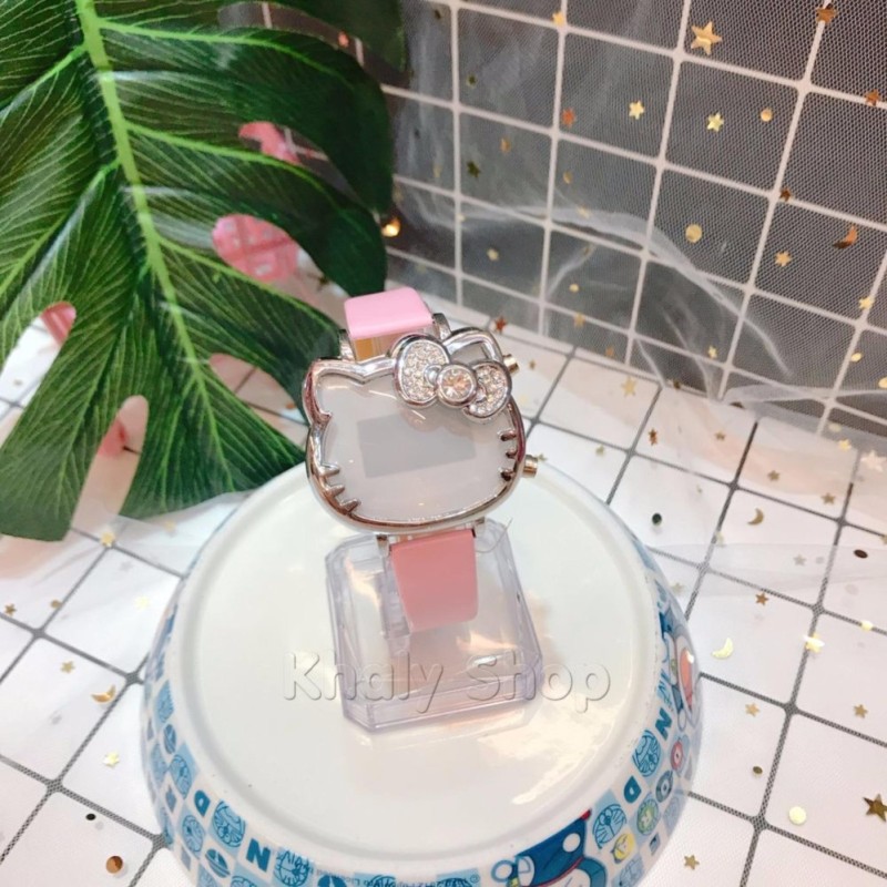 Đồng hồ Led điện tử đeo tay trẻ em bản to đầu mèo Kitty nơ hột màu hồng nhạt siêu đáng yêu - 130DHLKT02HN bán chạy