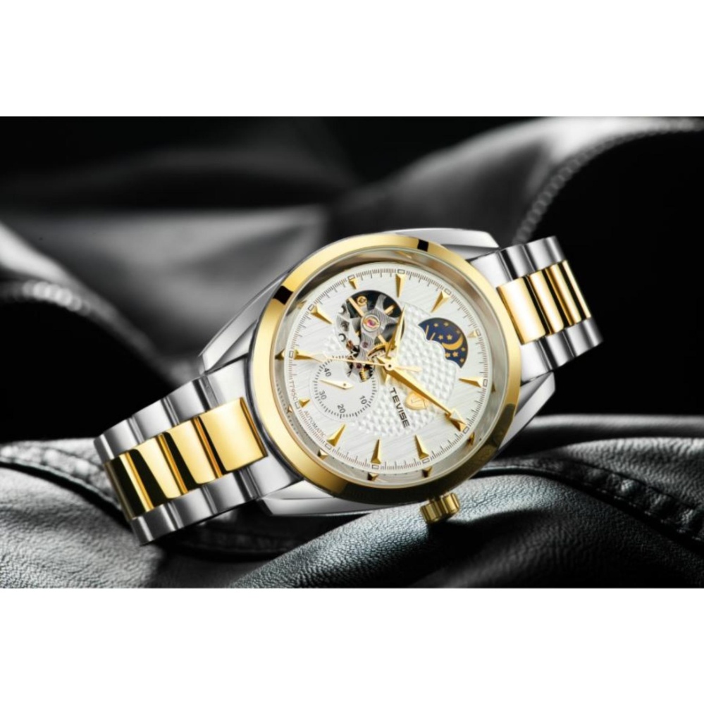 Đồng hồ nam máy cơ tự động Automatic Tevise 1017 dây thép đặc không gỉ full kim dạ quang(Cập nhật 2019)