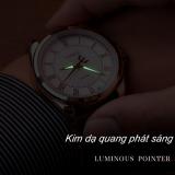 Đồng hồ nam dây da YZ336 mặt đen quai đen