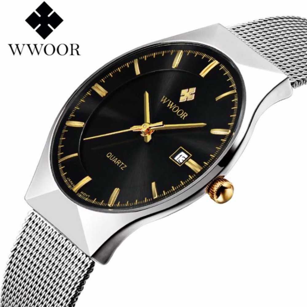 Đồng hồ nam dây lưới thép không gỉ wwoor 8016