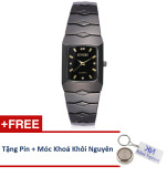 Đồng hồ nam dây thép không gỉ Sinobi 91KN48 (Vạch Vàng) + Tặng pin và móc khoá KN.