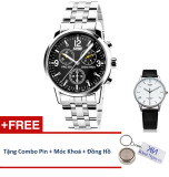 Đồng Hồ Nam Dây Thép Không Gỉ Skmei 90kcn70 (Mặt Đen) + Tặng Đồng Hồ Nam Swidu; Pin; Móc Khoá