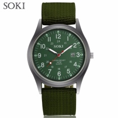 Đồng hồ nam dây vải bố SOKI S002-2 Xanh quân đội