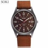 Đồng hồ nam dây vải bố SOKI S002-3 (Nâu)