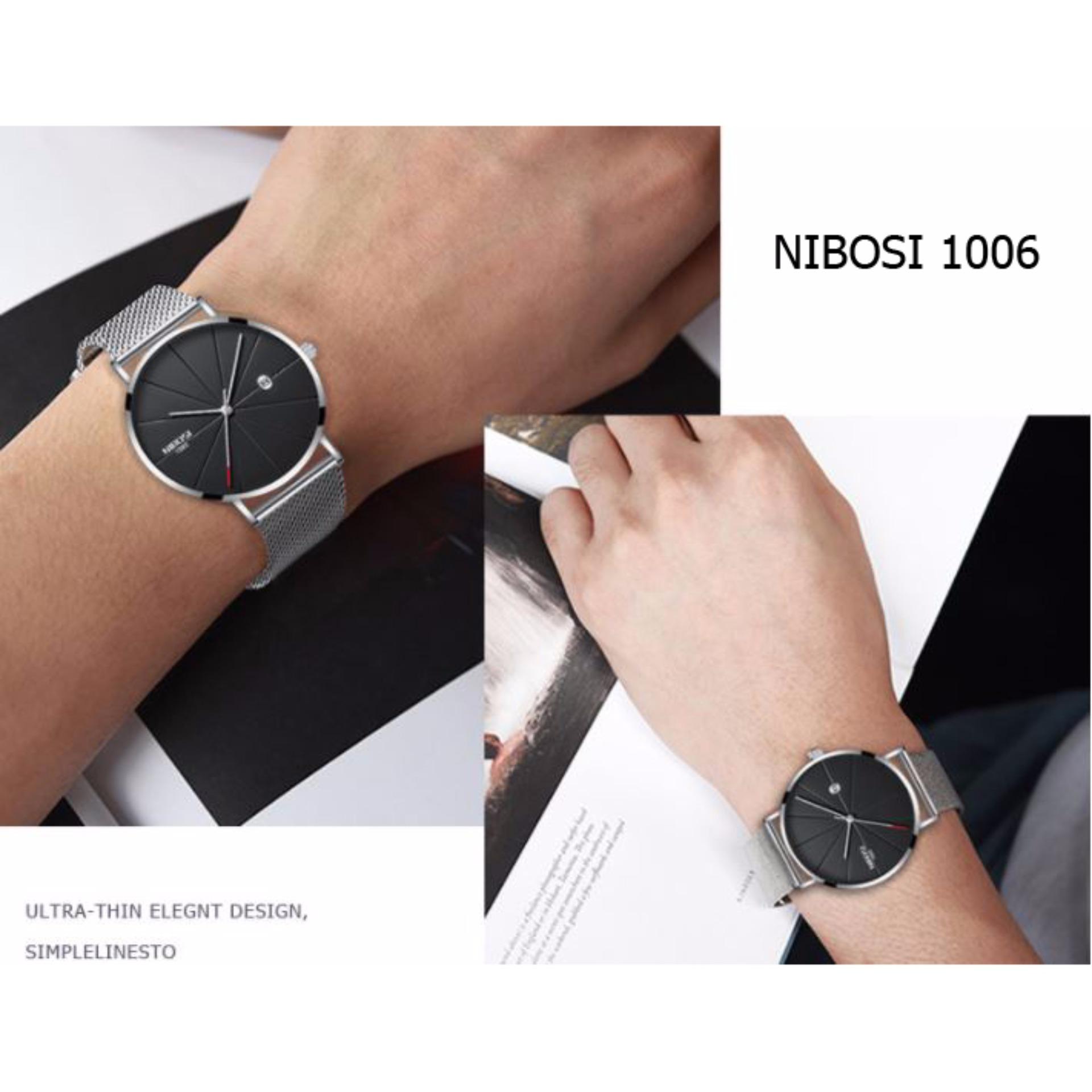 (Cập nhật 2019)Đồng hồ nam Nibosi 1006 mặt mỏng dây Titanium cao cấp