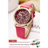Đồng hồ nữ dây da bền mặt hạt đá Hongxin PKHRHX003-3 (hồng) + Tặng 1 jack chống bụi cho điện thoại