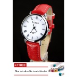 Đồng hồ nữ dây da Yazole PKHRYA007-1 (đỏ mặt trắng) + Tặng 1 jack chống bụi cho điện thoại