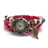 Đồng hồ nữ dây giả da Vintage (Đỏ)