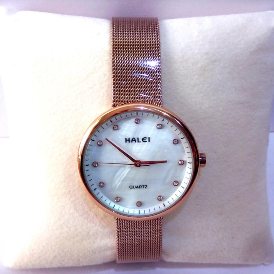 Đồng hồ nữ dây lụa mạ vàng cao cấp Halei TPO-HL1606