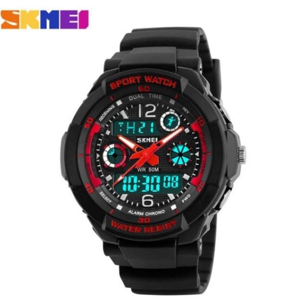 Đồng hồ nữ dây nhựa Sport Skmei S-Shock 10KN60-02 (Mặt Đen Đỏ)