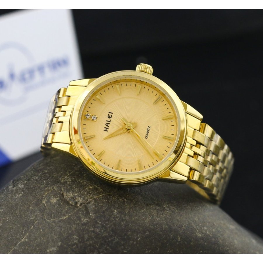 Đồng hồ nữ dây thép không gỉ  HALEI mạ vàng DHNL1064