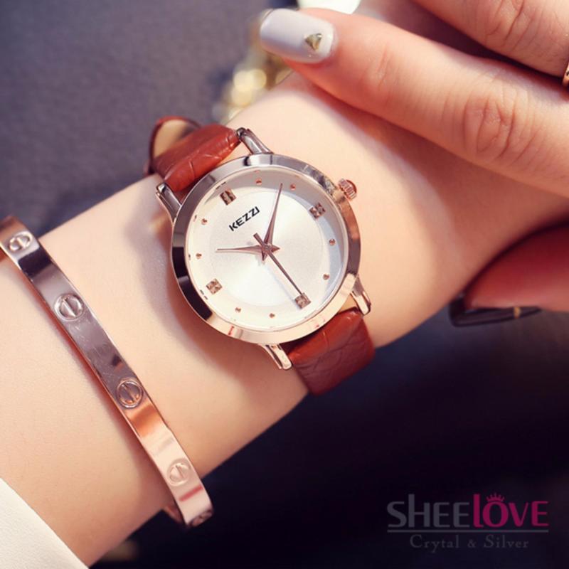 Đồng hồ nữ KEZZI dây da cao cấp phong cách Hàn Quốc WH-K1208